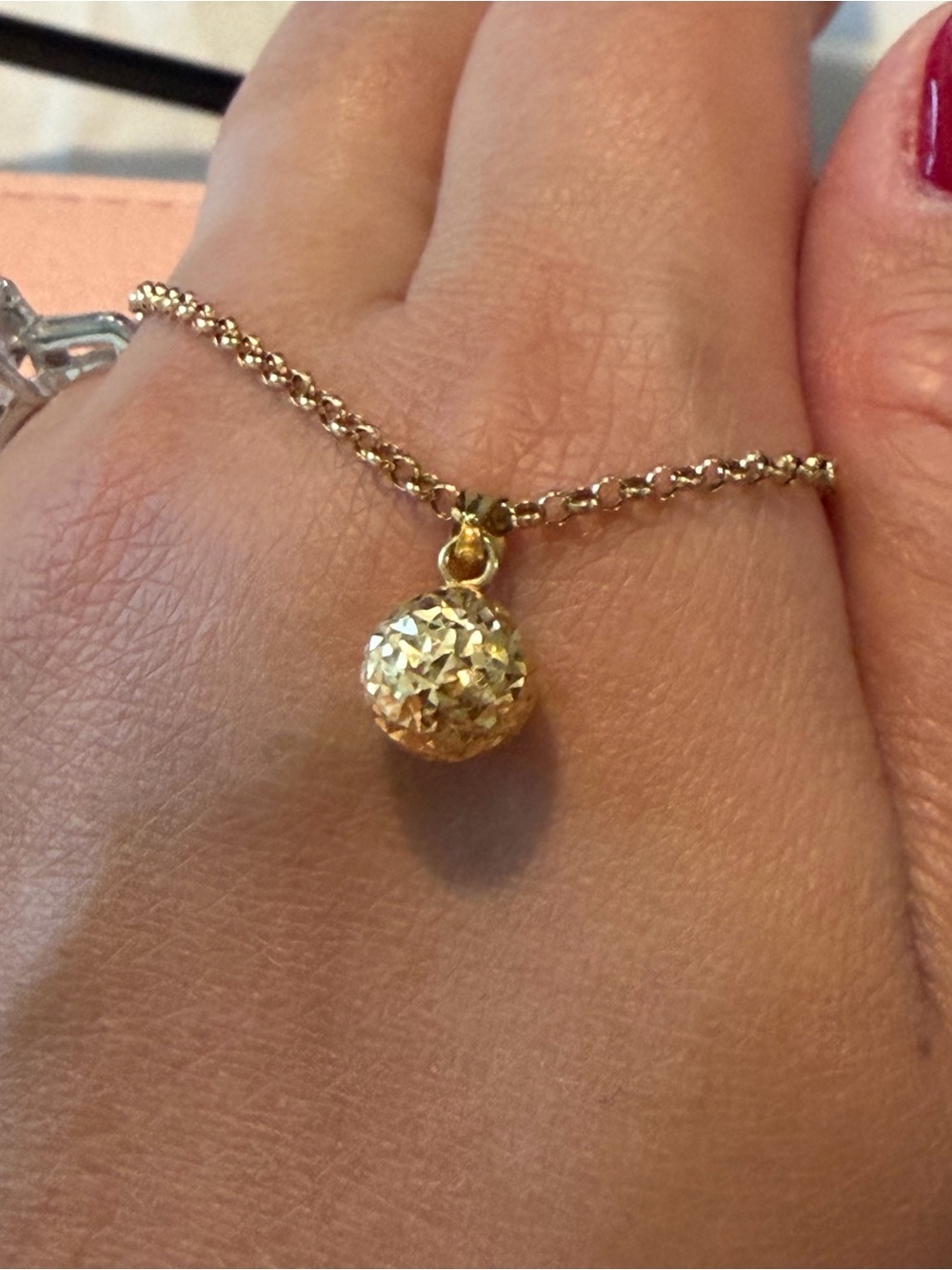 18K Real Saudi Gold Sparkle Ball Pendant